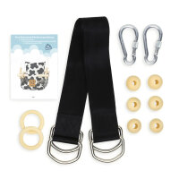 Babyschaukel Kuh mit Spielzeug, Naturholz, Indoor, Outdoor, sicher und komfortabel